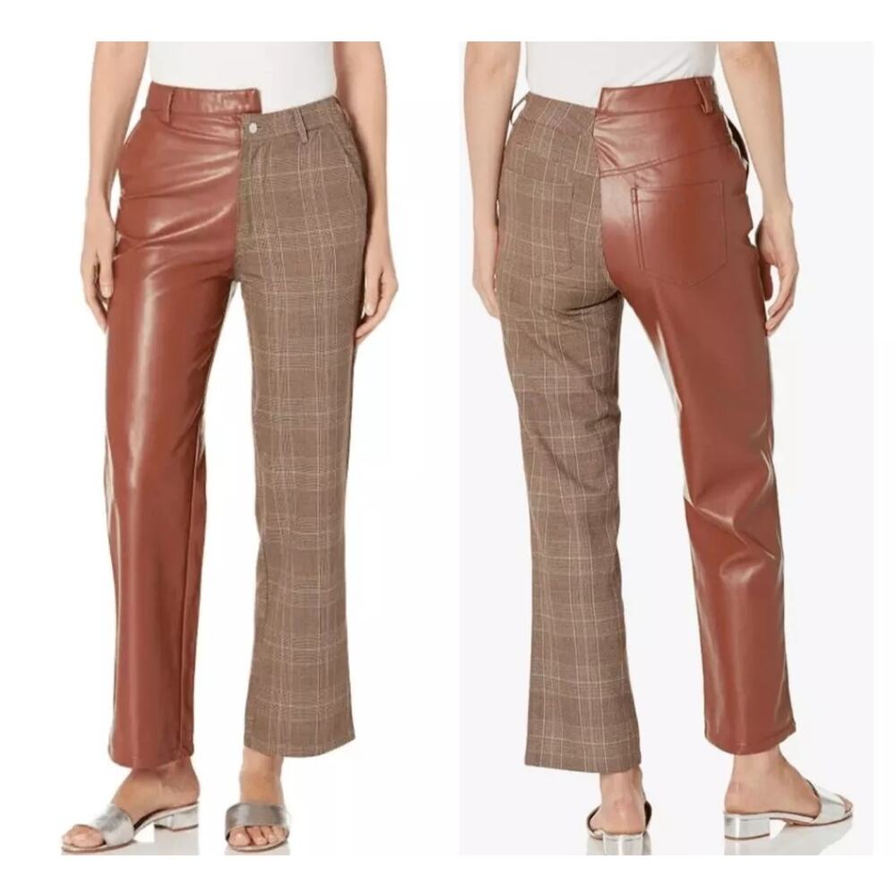 STEVE MADDEN Women's Mackenzie Mixed-Media Pants Vegan Leather W27